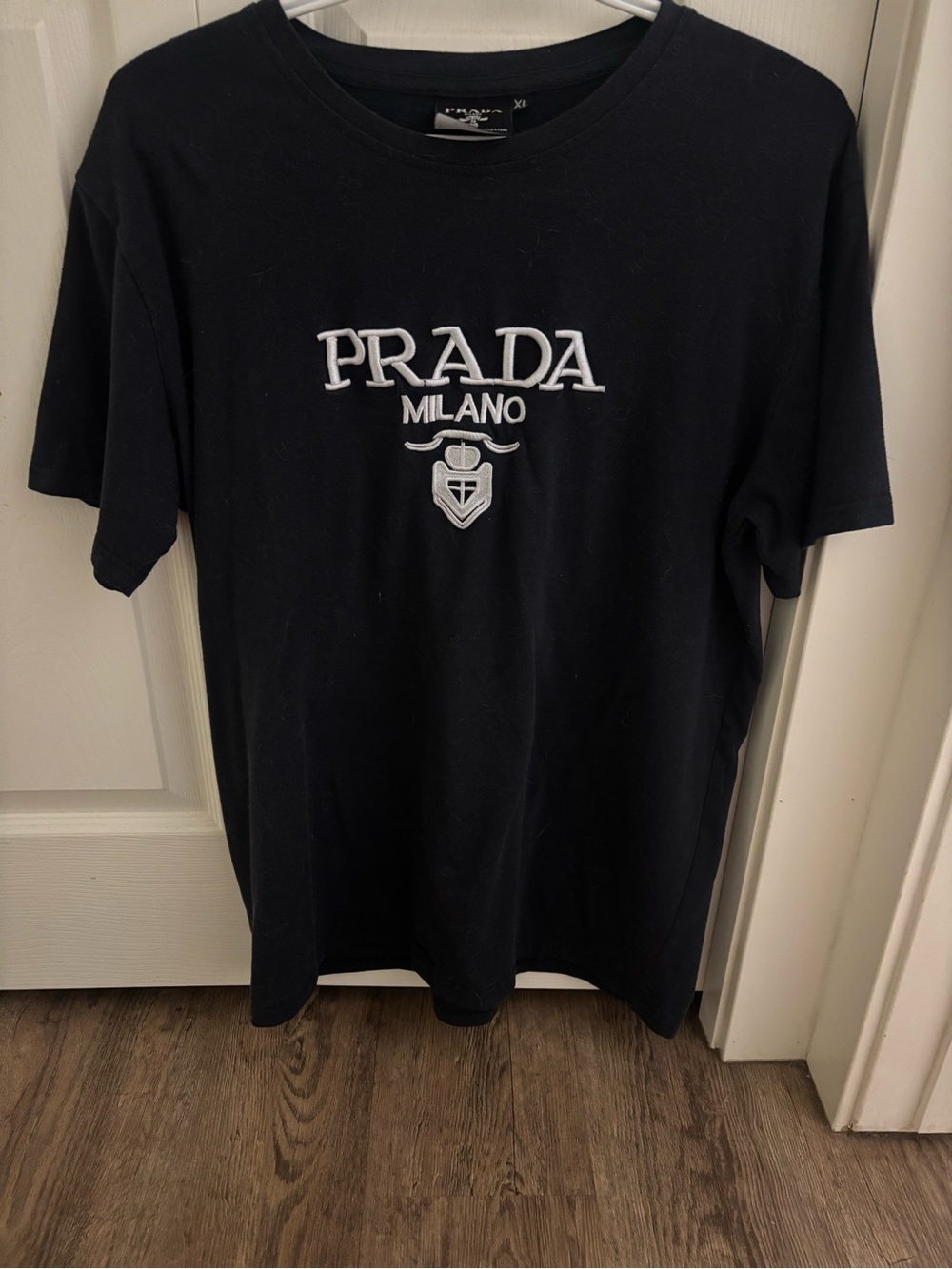 Prada Navy Blue Short Sleeve Logo Tee